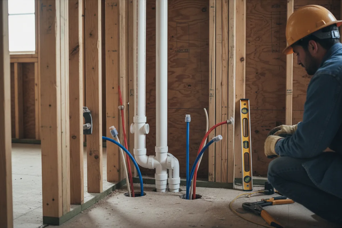 Drain and supply rough-in during Toilet Repair and Installation in Oak City